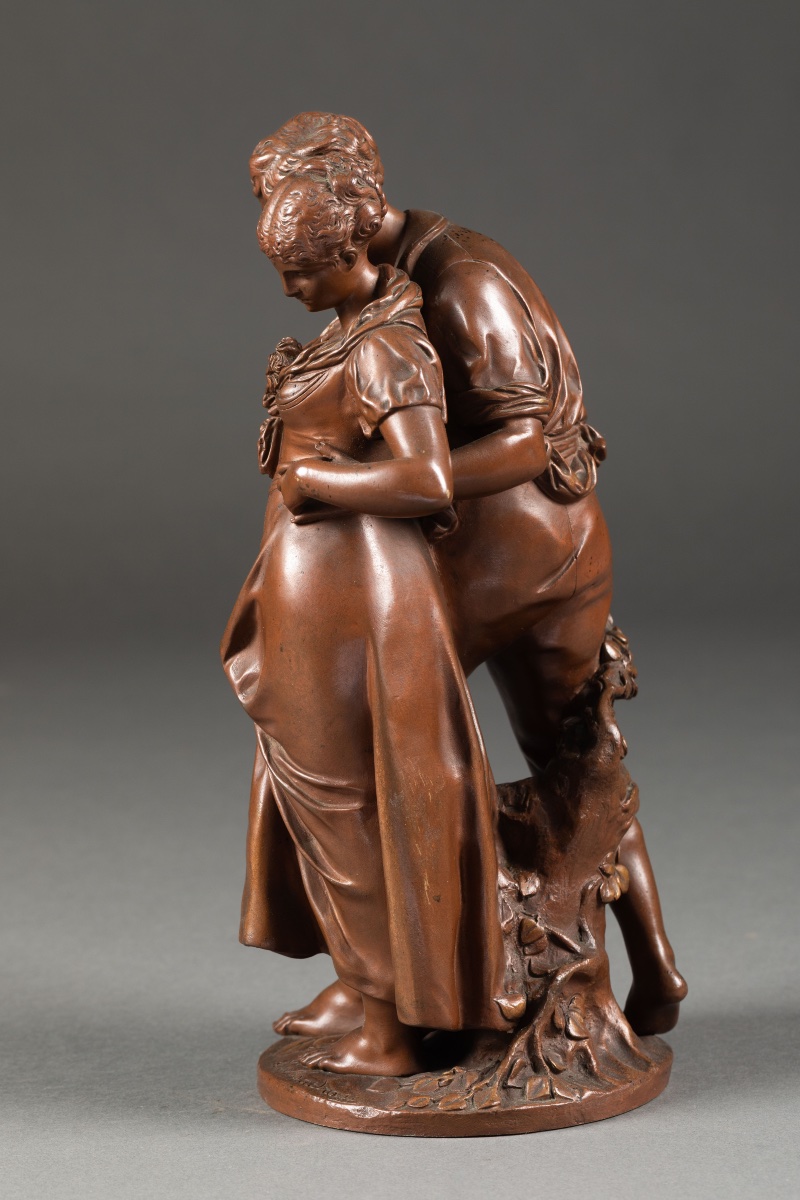 Luca Madrassi (1848-1919) – Les Amoureux  Bronze à patine brune, fin du XIXe siècle Hauteur 32-photo-4