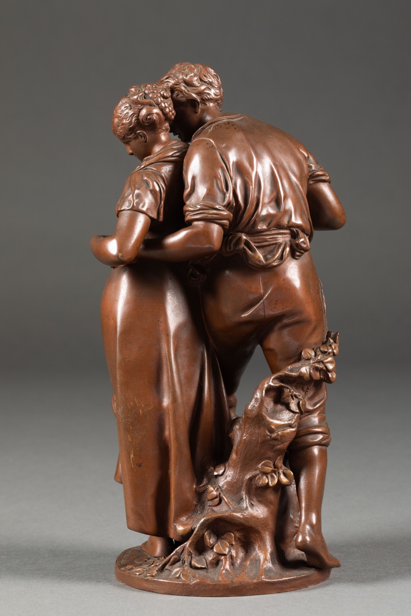 Luca Madrassi (1848-1919) – Les Amoureux  Bronze à patine brune, fin du XIXe siècle Hauteur 32-photo-5
