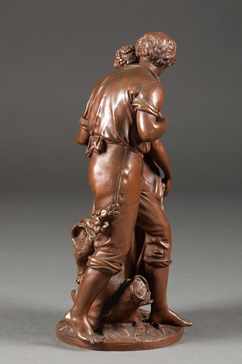 Luca Madrassi (1848-1919) – Les Amoureux  Bronze à patine brune, fin du XIXe siècle Hauteur 32-photo-6