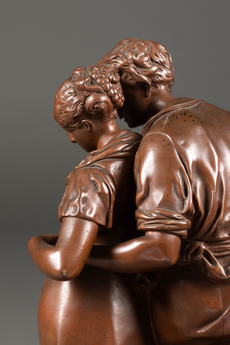 Luca Madrassi (1848-1919) – Les Amoureux  Bronze à patine brune, fin du XIXe siècle Hauteur 32-photo-7
