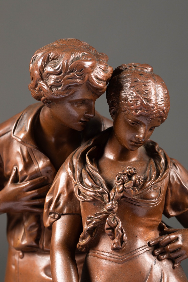 Luca Madrassi (1848-1919) – Les Amoureux  Bronze à patine brune, fin du XIXe siècle Hauteur 32-photo-8