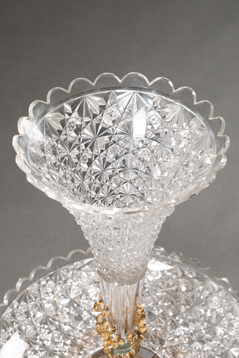 Napoleon III Centerpiece Made Of Cut Crystal And Gilded Bronze-photo-4