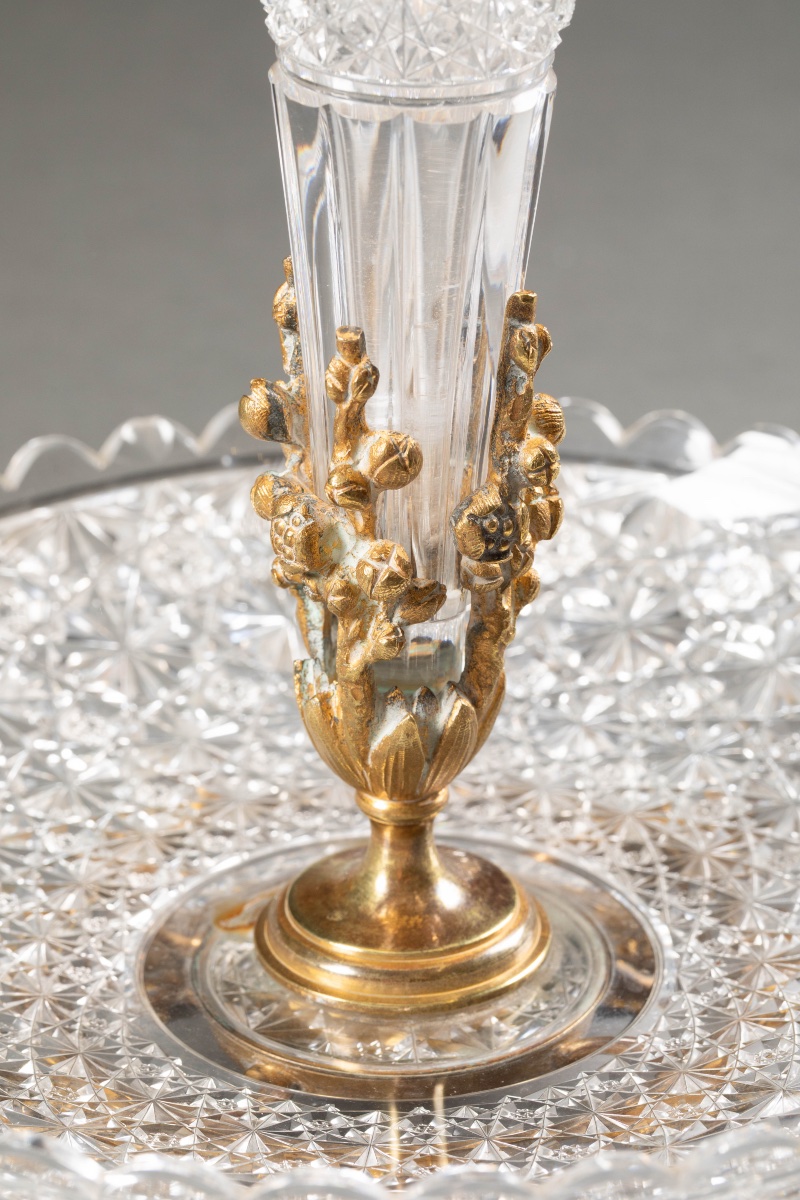 Napoleon III Centerpiece Made Of Cut Crystal And Gilded Bronze-photo-4