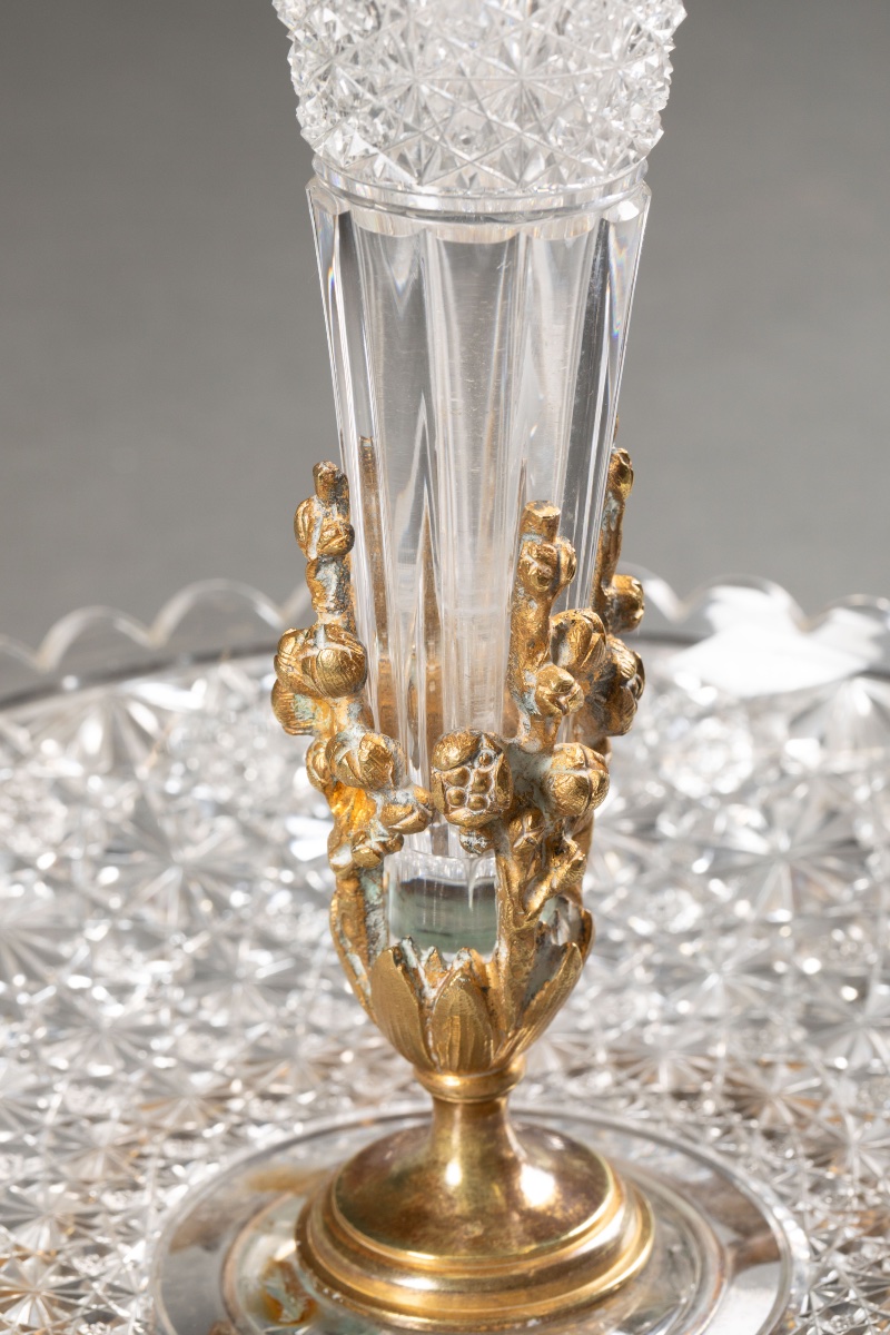 Napoleon III Centerpiece Made Of Cut Crystal And Gilded Bronze-photo-6