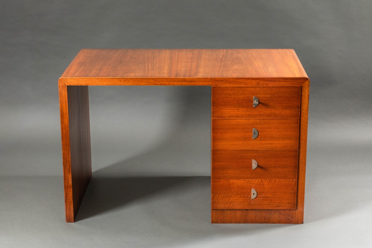   Modernist Art Deco Walnut Desk, Circa 1940-photo-2