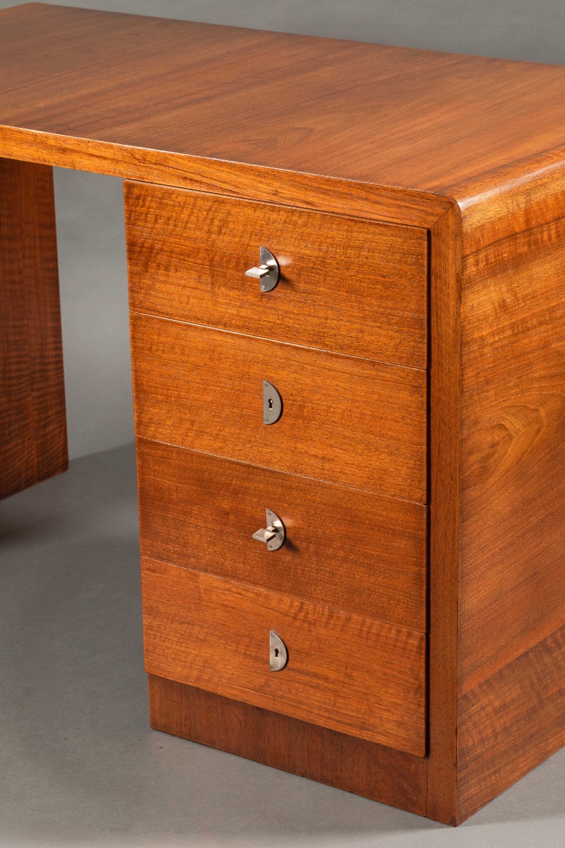   Modernist Art Deco Walnut Desk, Circa 1940-photo-2