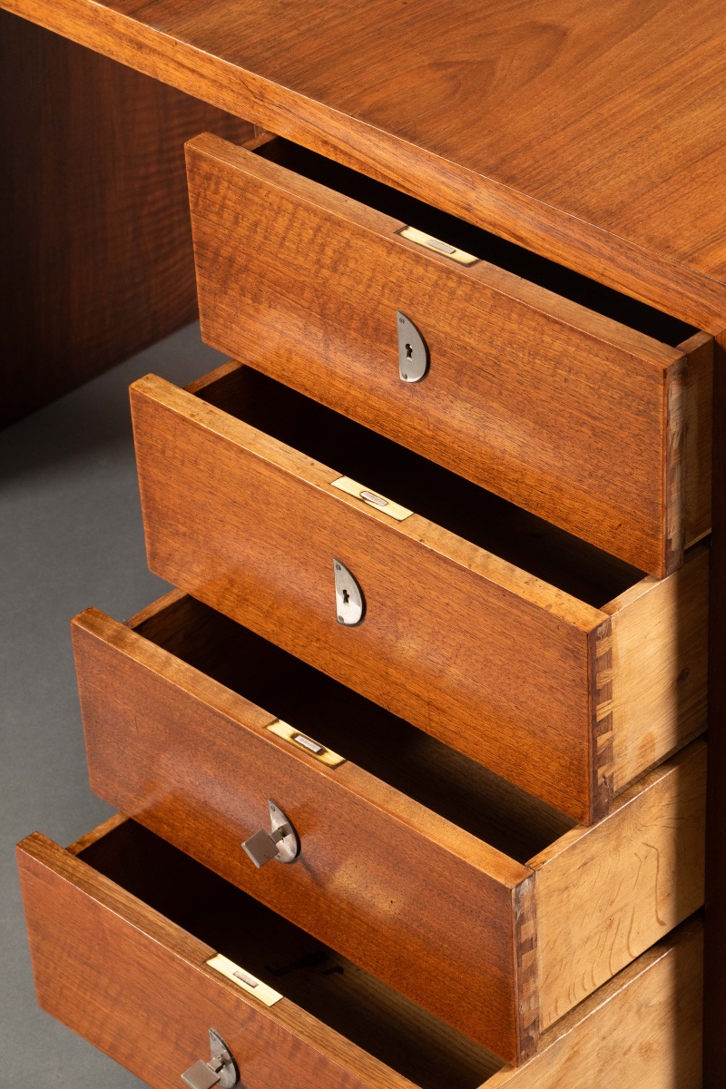   Modernist Art Deco Walnut Desk, Circa 1940-photo-6