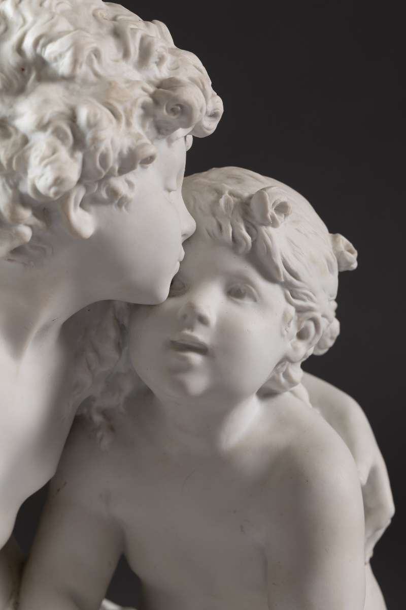 Important groupe en biscuit de porcelaine signé Auguste Moreau – Fin XIXᵉ siècle-photo-2