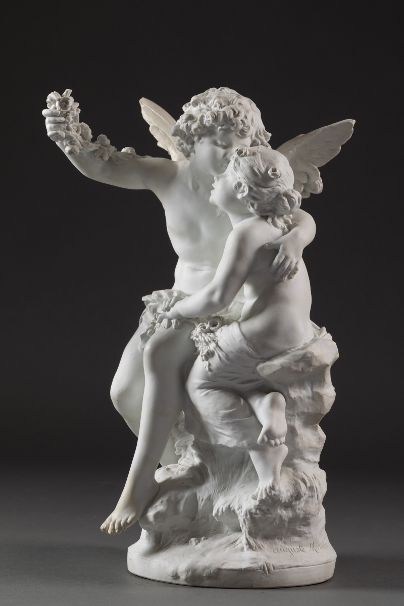 Important groupe en biscuit de porcelaine signé Auguste Moreau – Fin XIXᵉ siècle-photo-8