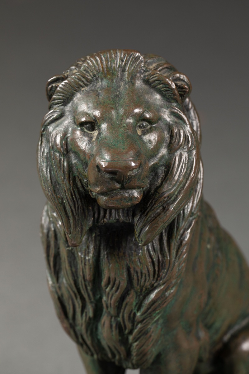 Alfred Barye (1839-1882) Bronze « Lion assis » -photo-2