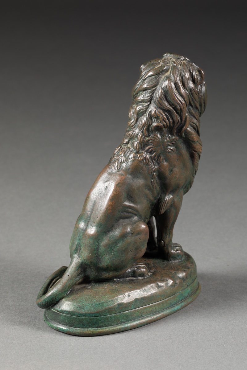 Alfred Barye (1839-1882) Bronze « Lion assis » -photo-5