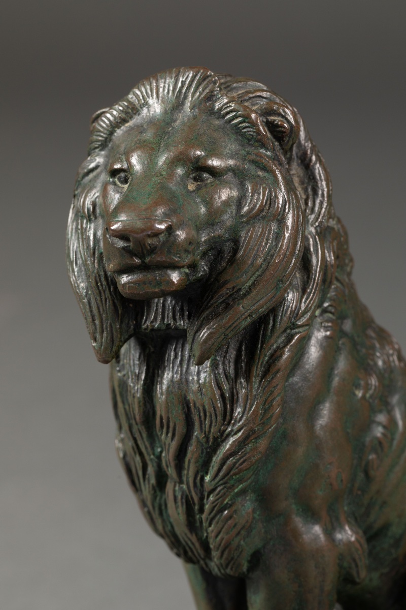 Alfred Barye (1839-1882) Bronze « Lion assis » -photo-7