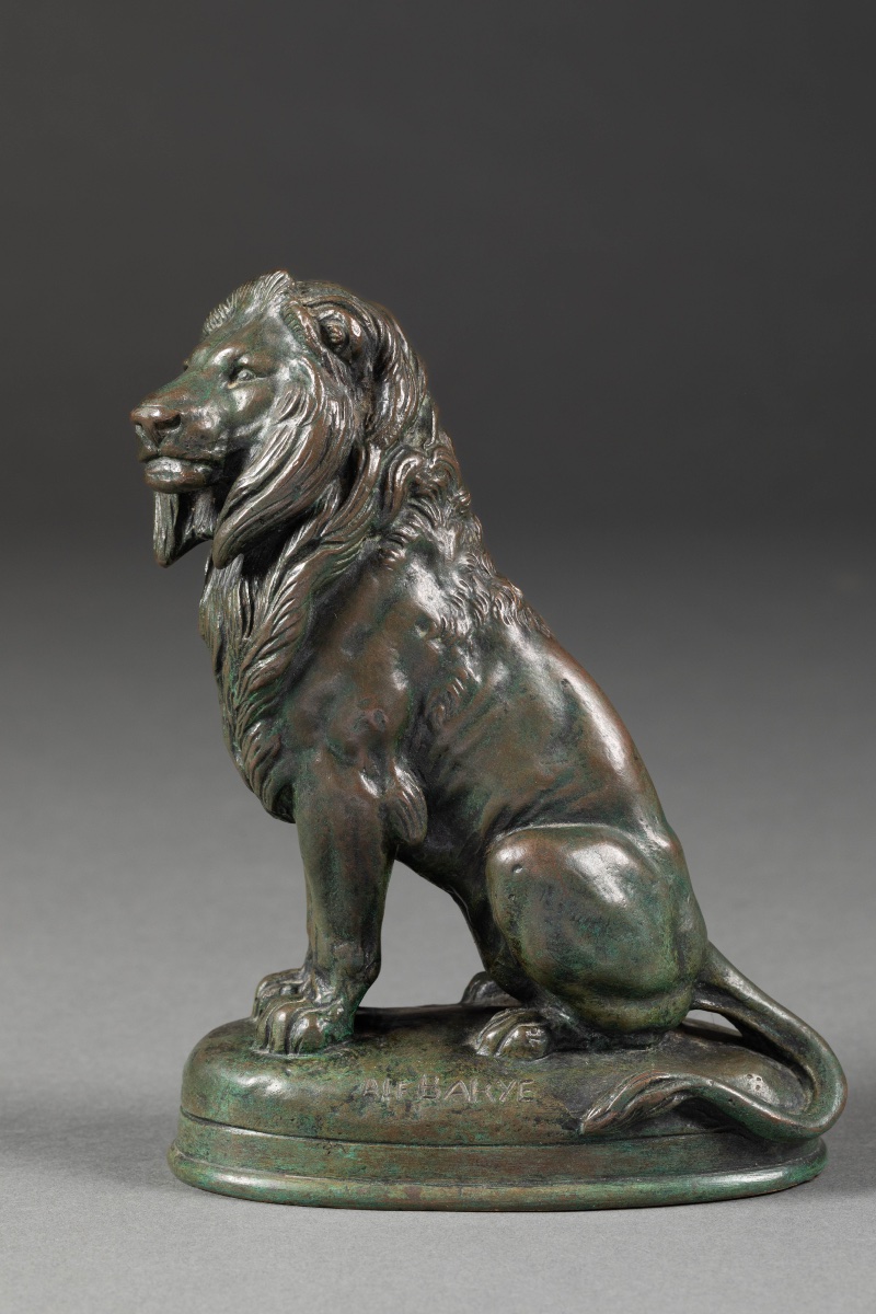 Alfred Barye (1839-1882) Bronze « Lion assis » 