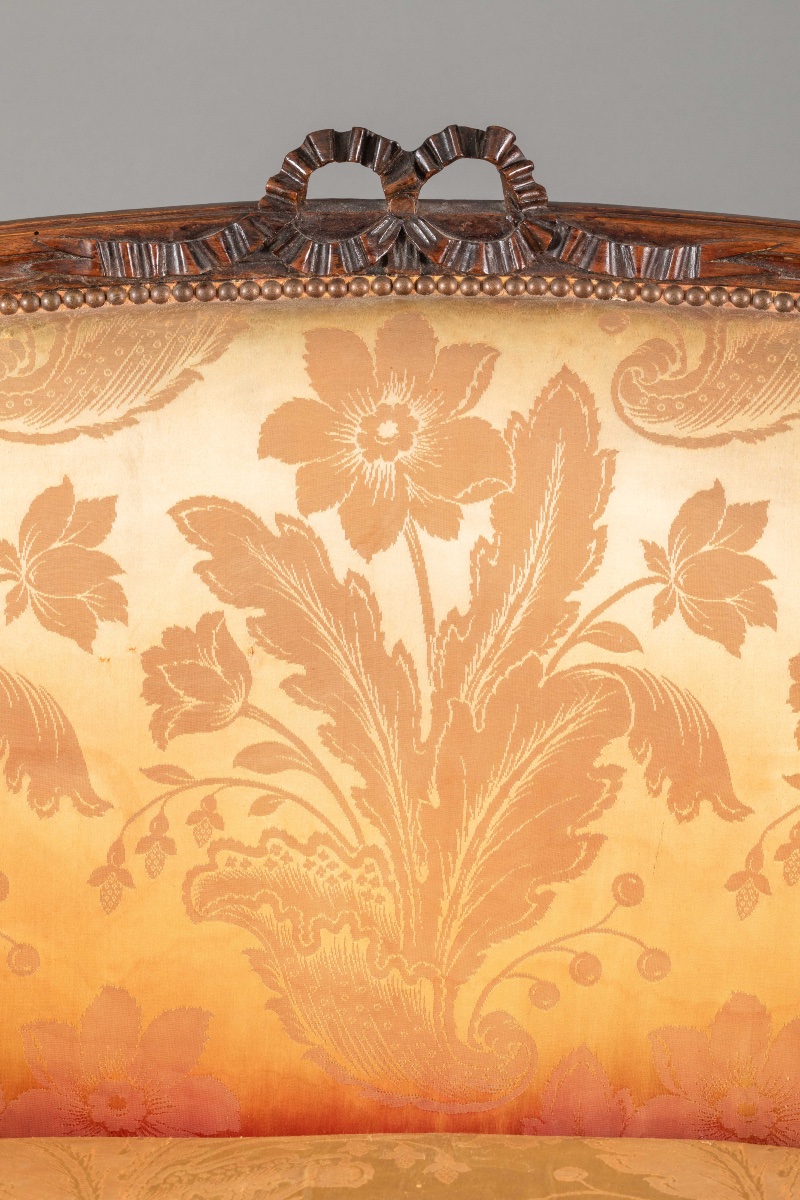 Antique Louis XVI Wicker-style Sofa In Walnut, Circa 1780-photo-3