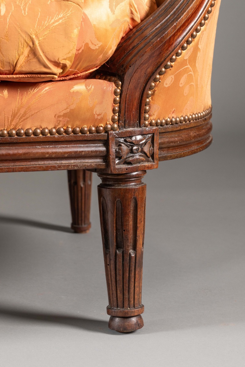 Antique Louis XVI Wicker-style Sofa In Walnut, Circa 1780-photo-4