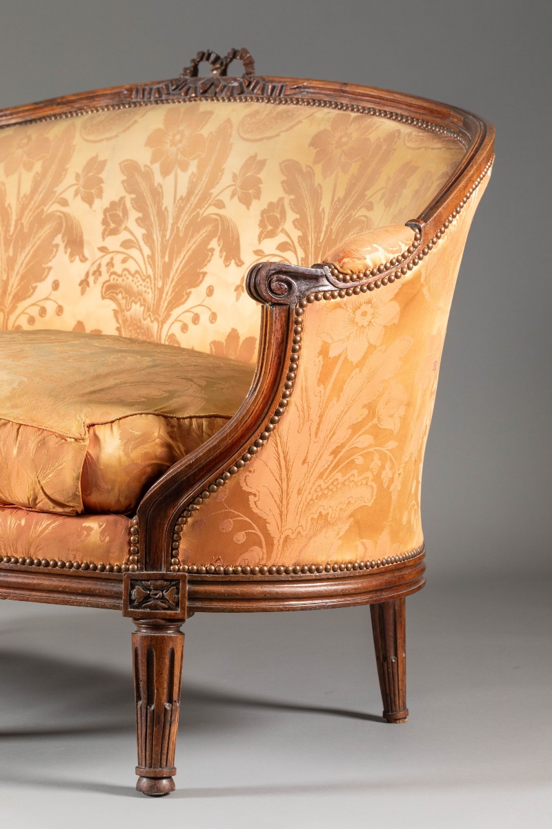 Antique Louis XVI Wicker-style Sofa In Walnut, Circa 1780-photo-3