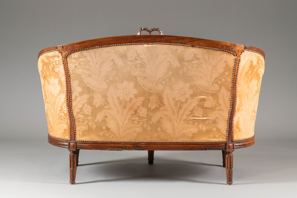 Antique Louis XVI Wicker-style Sofa In Walnut, Circa 1780-photo-6