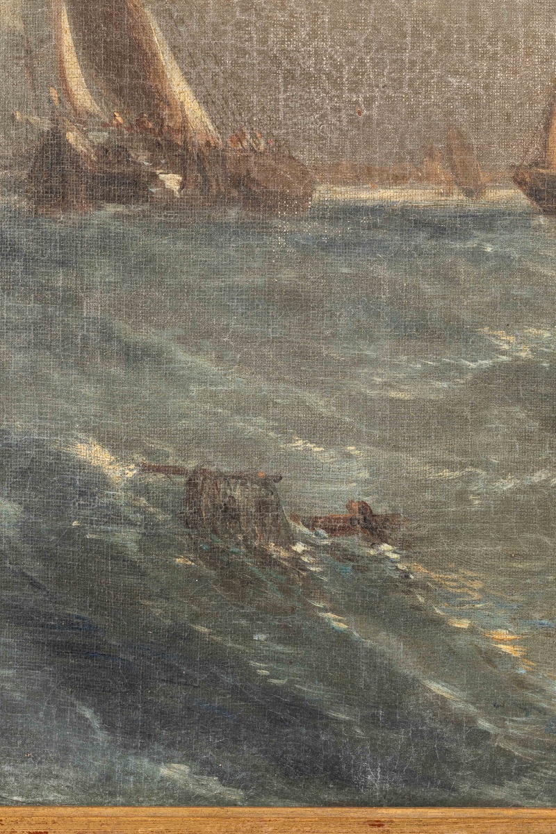 André FONÈCHE (1851-1942) Sortie en mer aux Pays-Bas-photo-2