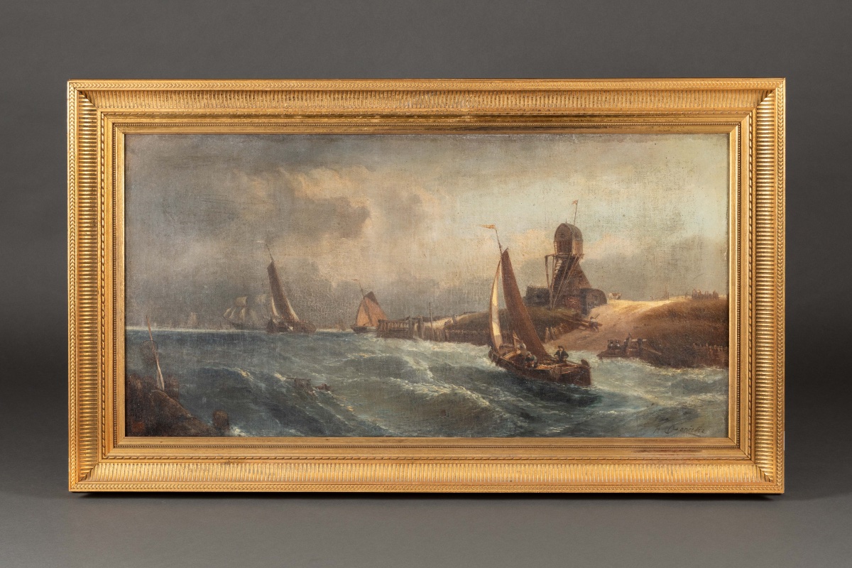 André FONÈCHE (1851-1942) Sortie en mer aux Pays-Bas