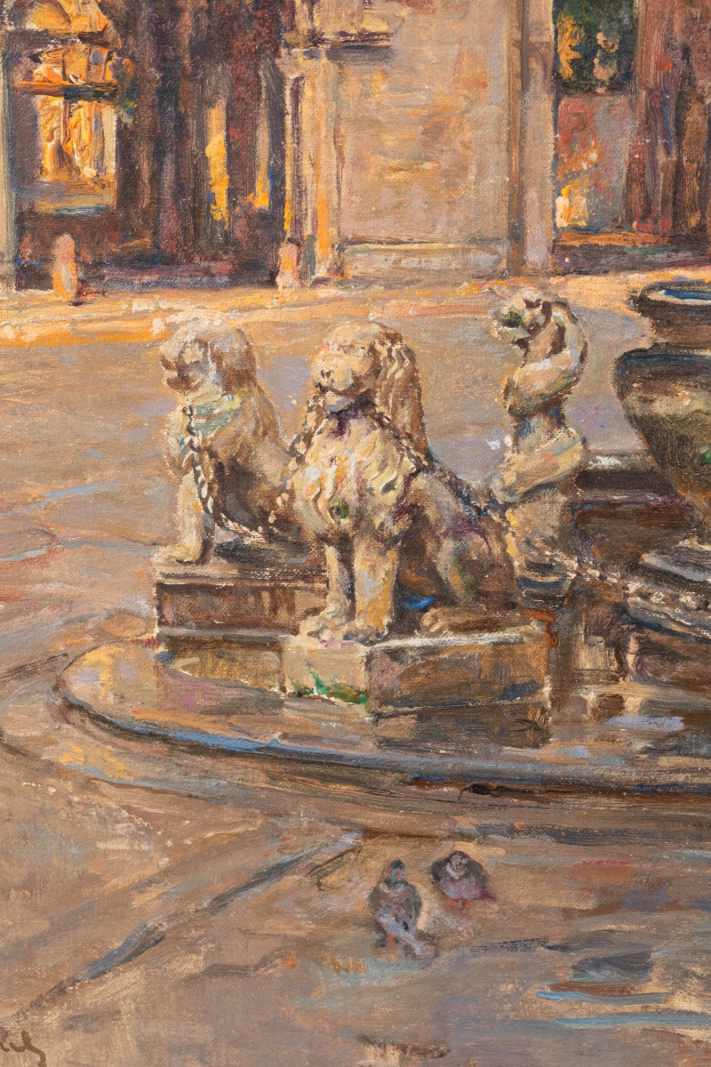 Charles Michel (Liège 1874 – Mexico 1967) – Fontaine, huile sur toile, Bruxelles-photo-2