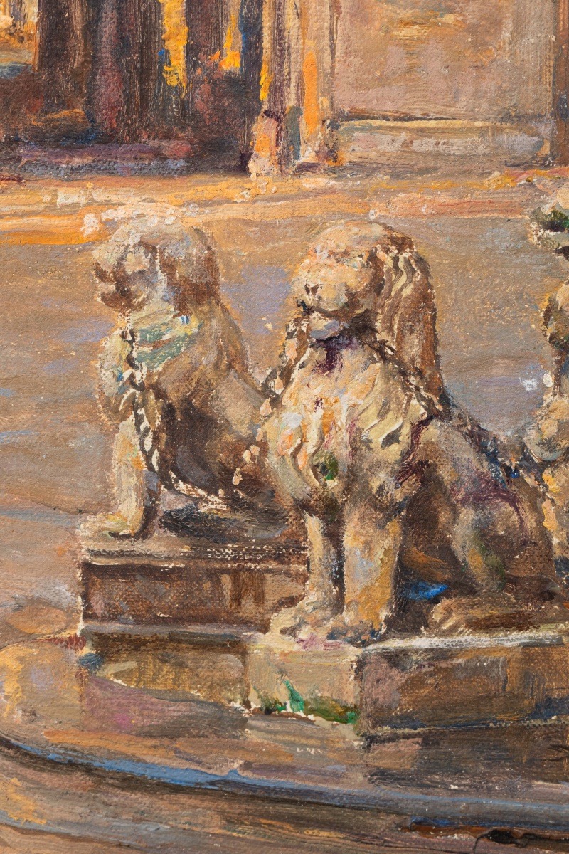 Charles Michel (Liège 1874 – Mexico 1967) – Fontaine, huile sur toile, Bruxelles-photo-4