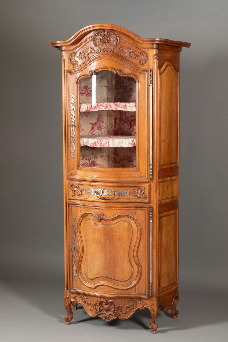 Large Display Cabinet In Carved Walnut In The Louis XV Style