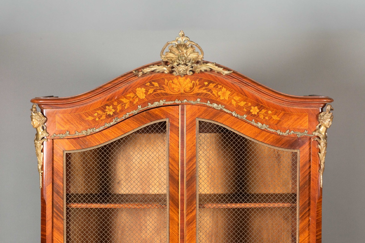 Large Napoleon III Display Case With Marquetry, -photo-2