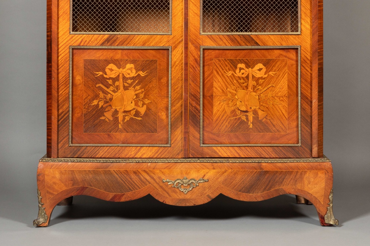 Large Napoleon III Display Case With Marquetry, -photo-3