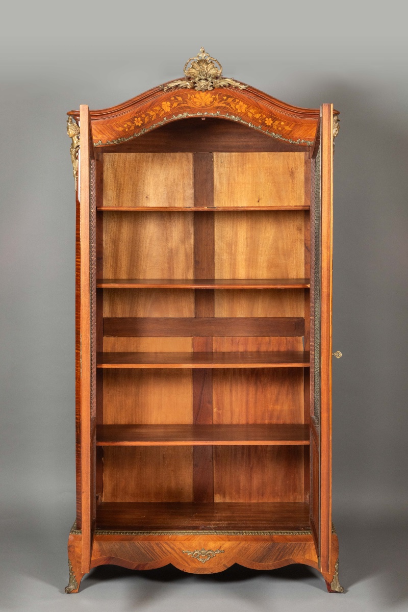 Large Napoleon III Display Case With Marquetry, -photo-4