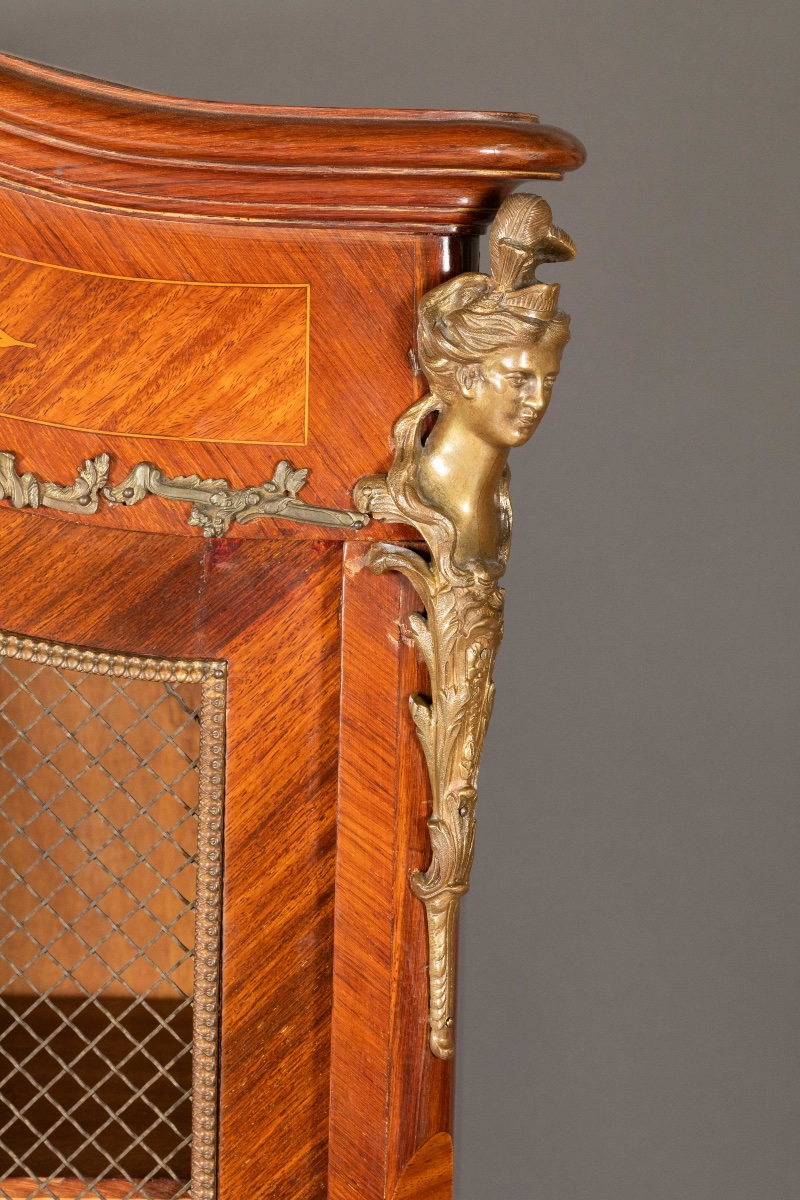 Large Napoleon III Display Case With Marquetry, -photo-1
