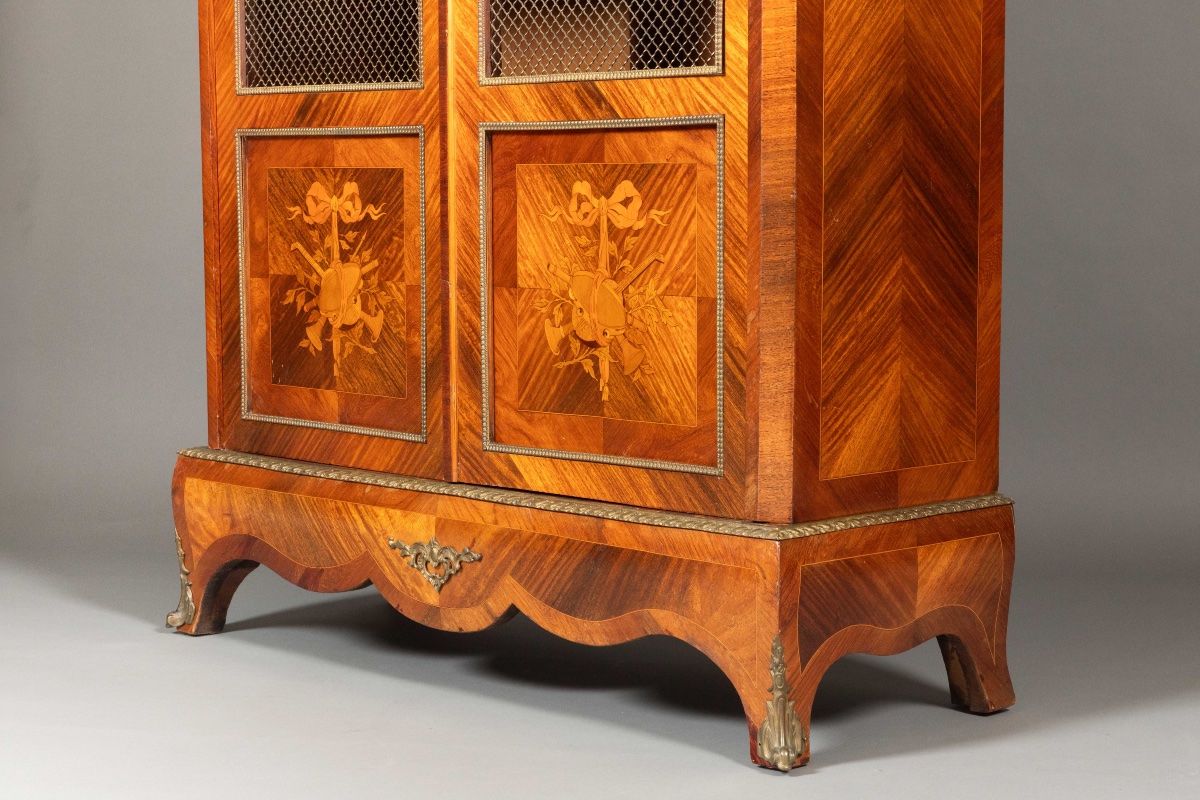 Large Napoleon III Display Case With Marquetry, -photo-4