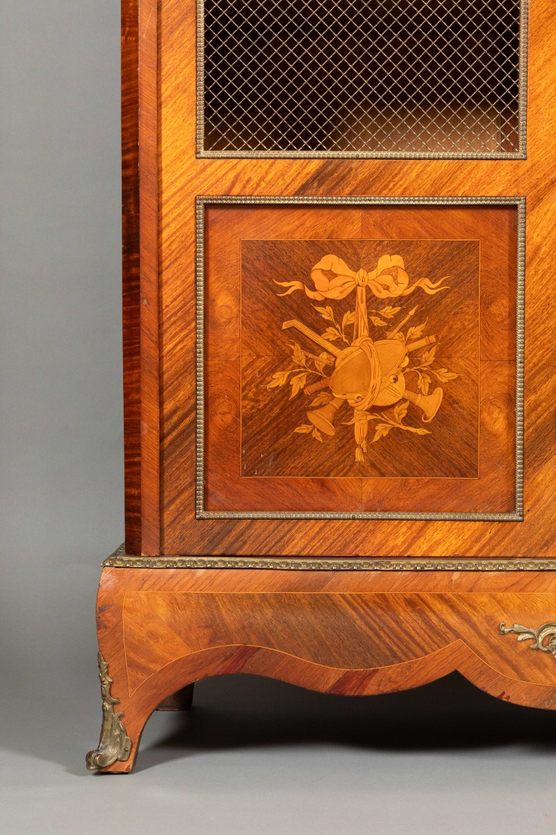 Large Napoleon III Display Case With Marquetry, -photo-7