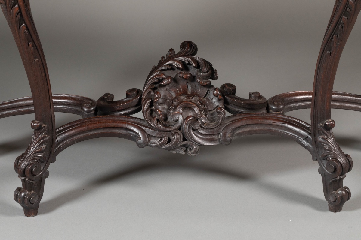 Console Louis XV en bois de chêne et marbre rouge.-photo-1