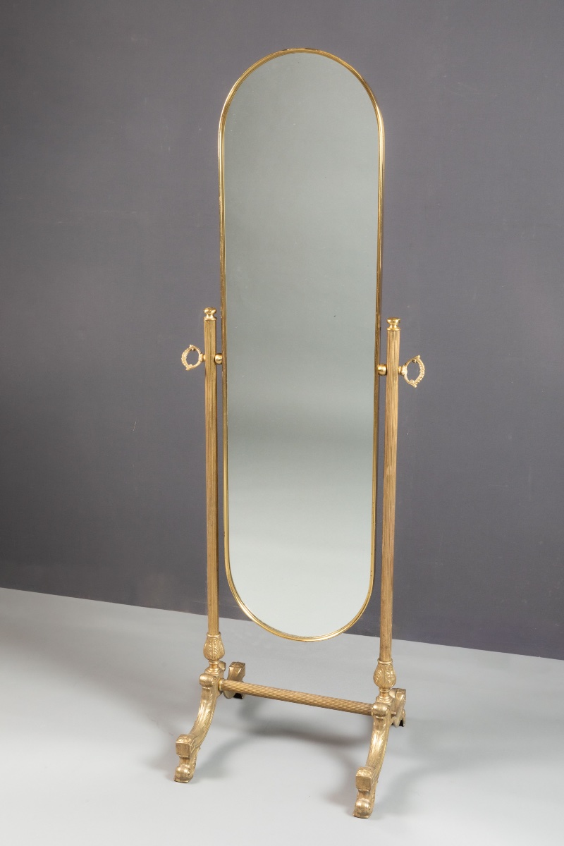 Swiveling Full-length Mirror In The Neoclassical Style, Mid-20th Century -photo-2