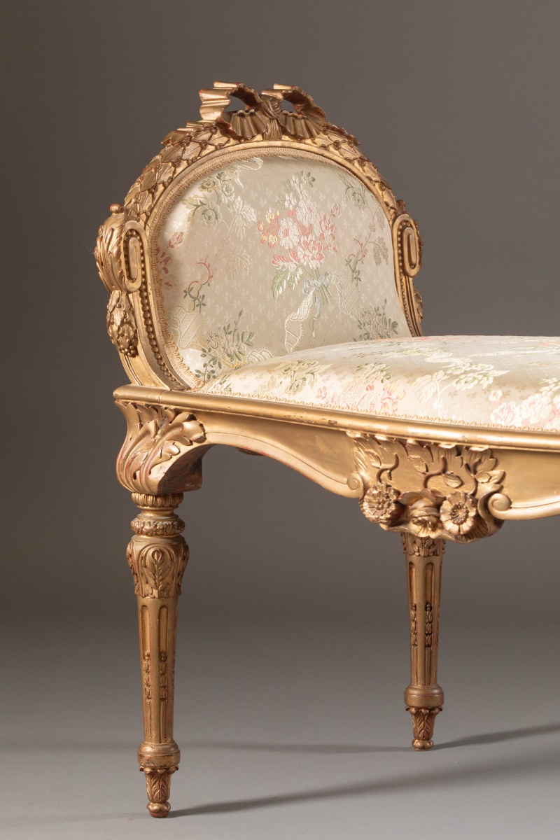 Louis XV-style Bench In Carved And Gilded Wood – 19th Century-photo-1