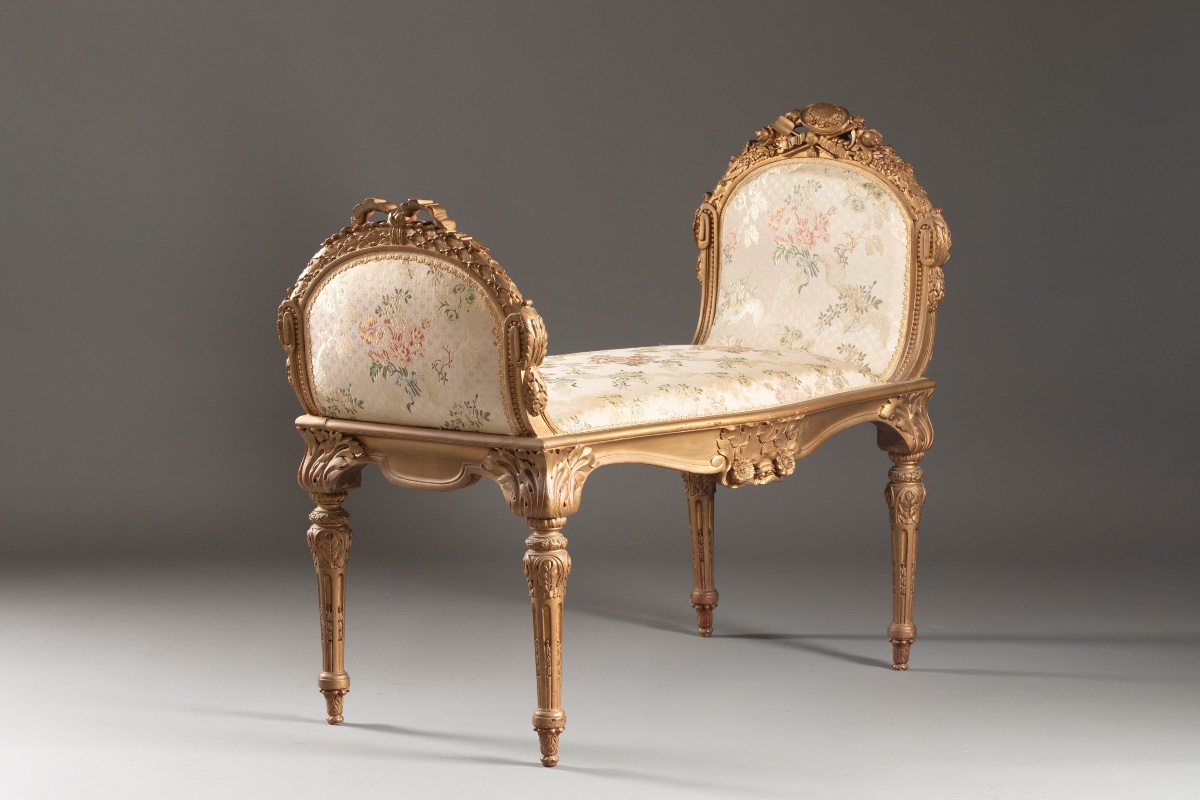 Louis XV-style Bench In Carved And Gilded Wood – 19th Century