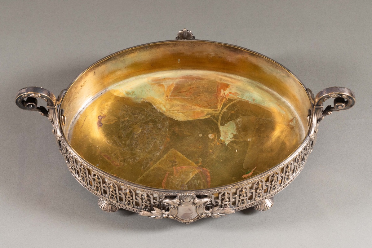 Jardinière / surtout de table en bronze argenté, Cailar-Bayard, Paris, XIXᵉ siècle-photo-6