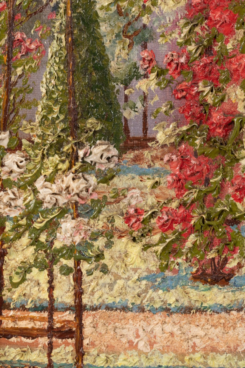 F. Margotin – Flower Garden And Rose Garden, Oil On Canvas, First Half Of The 20th Century-photo-4