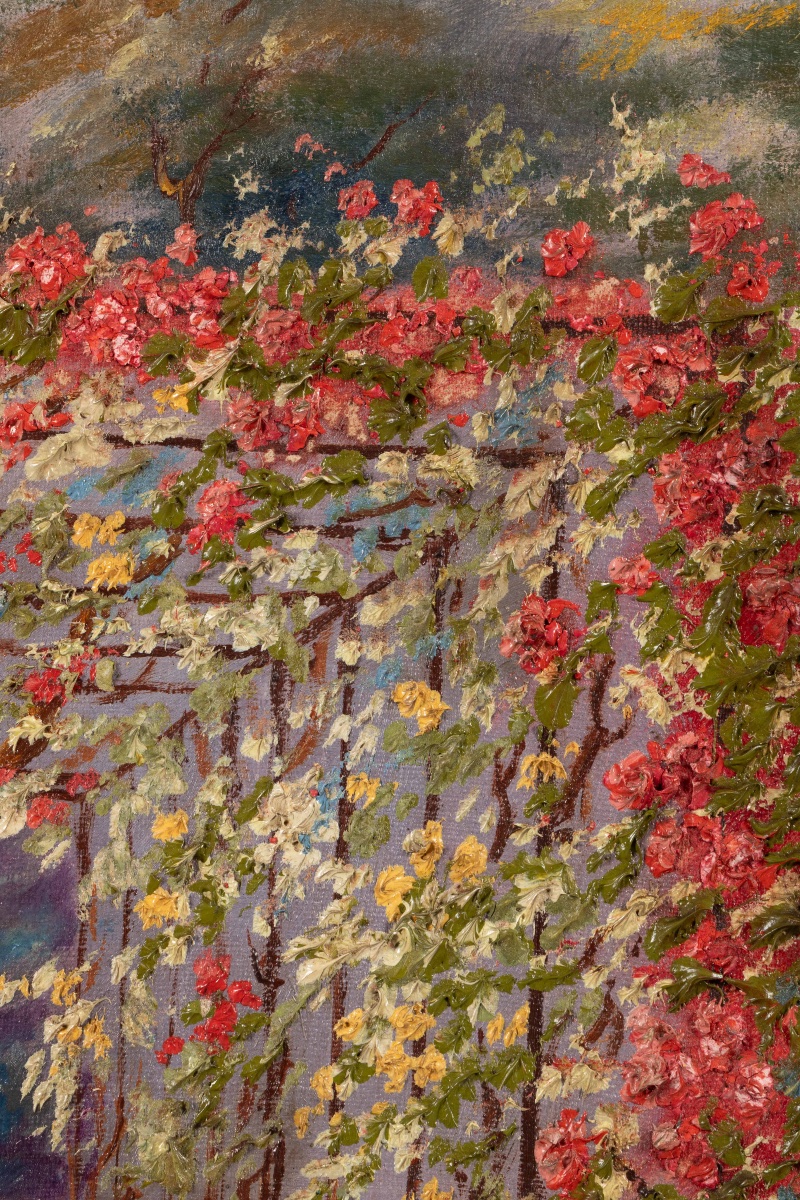 F. Margotin – Flower Garden And Rose Garden, Oil On Canvas, First Half Of The 20th Century-photo-5