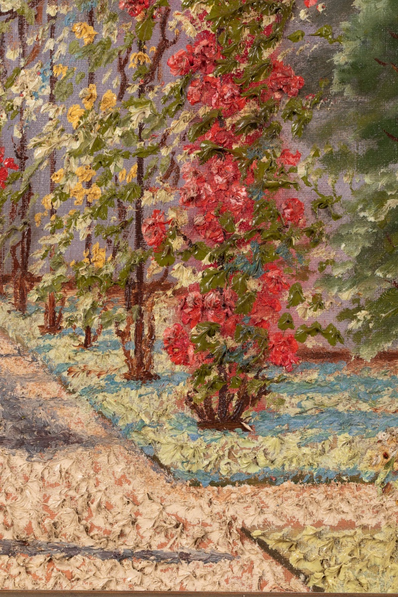 F. Margotin – Flower Garden And Rose Garden, Oil On Canvas, First Half Of The 20th Century-photo-7