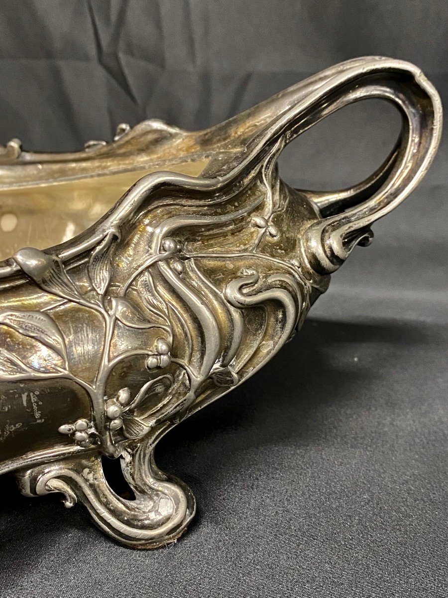 Victor Saglier "art-nouveau Planter In Silver Metal"-photo-3