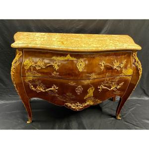 Louis XV Style Chest Of Drawers With Asian Decor