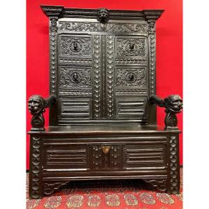 Chest Bench In Carved Wood