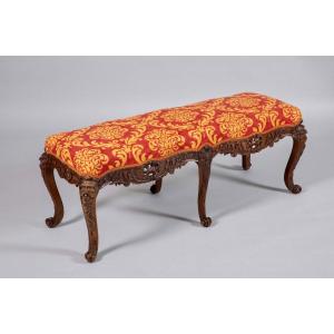 Louis XV Period Molded And Carved Wooden Bench 
