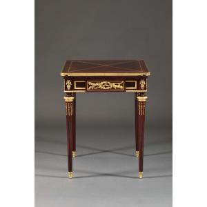 Table à Jeux  En Acajou Et Bronze Doré