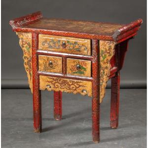Red Lacquered Wooden Console 