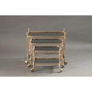 Set Of Three Nesting Rolling Tables