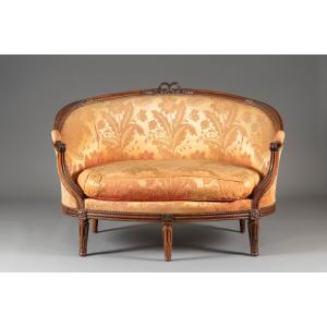 Antique Louis XVI Wicker-style Sofa In Walnut, Circa 1780