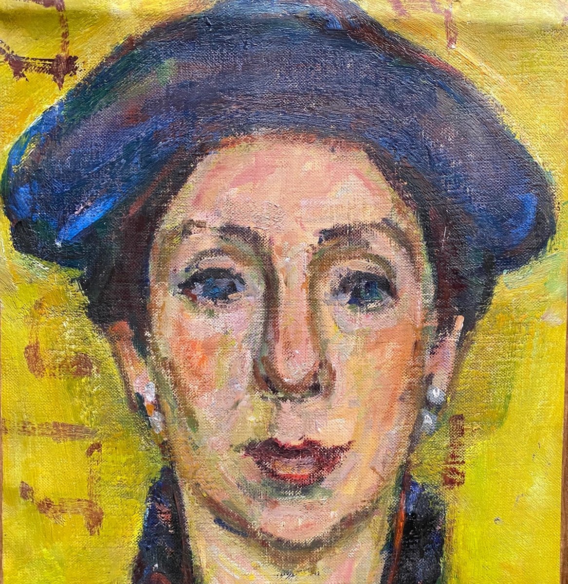 Portrait De Femme. Ecole Française Début XXème. Huile Sur Toile.-photo-2