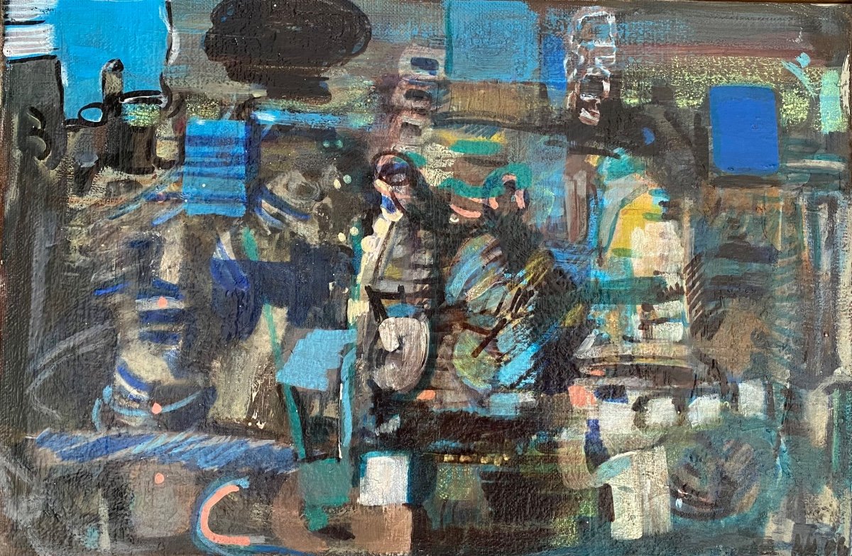 “abstract Composition”. XXth French School. Hervé Assuied.-photo-3